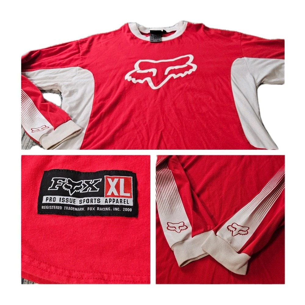Fox Racing Jersey Extra Large Red White Motorcross BMX Vintage 90s Pro Issue XL